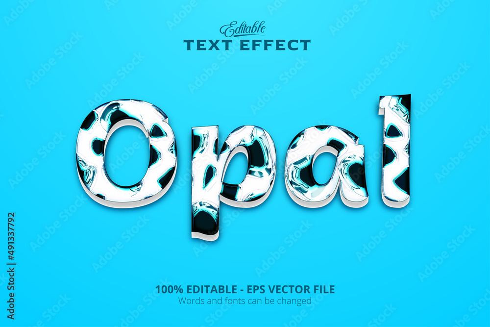 Fototapeta premium Editable text effect, Blue background, Opal text