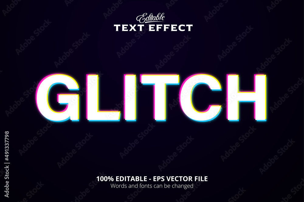 Editable text effect, Dark Purple background, Glitch text