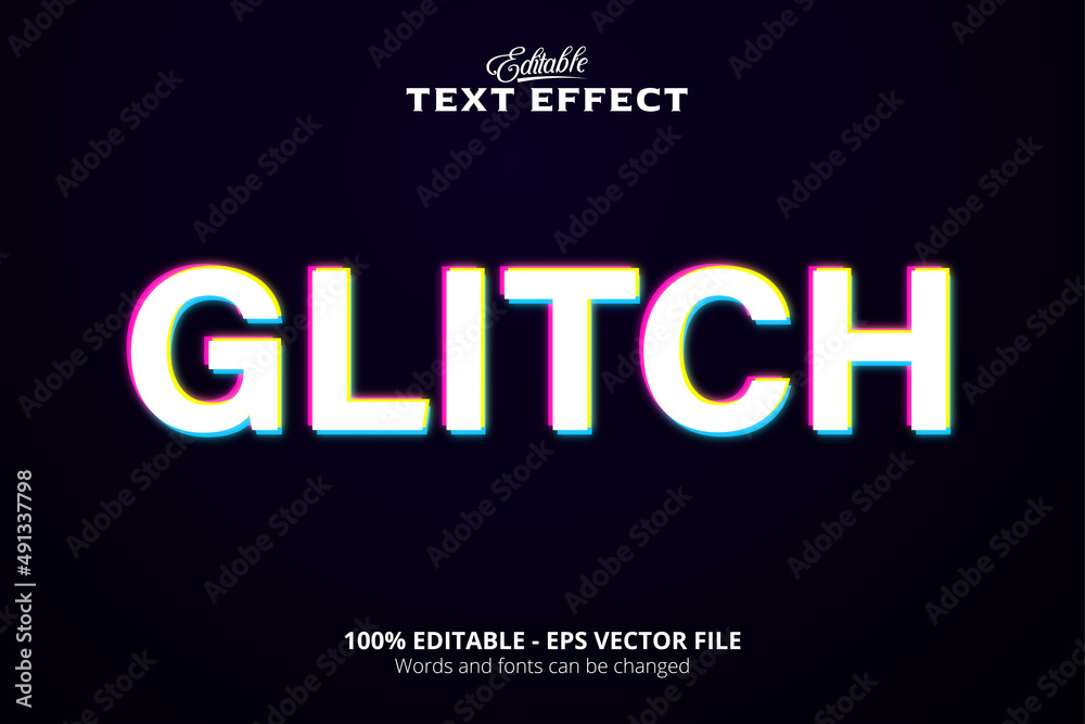 Fototapeta premium Editable text effect, Dark Purple background, Glitch text