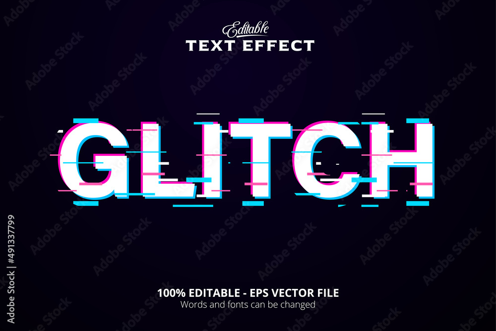 Obraz premium Editable text effect, Dark Purple background, Glitch text