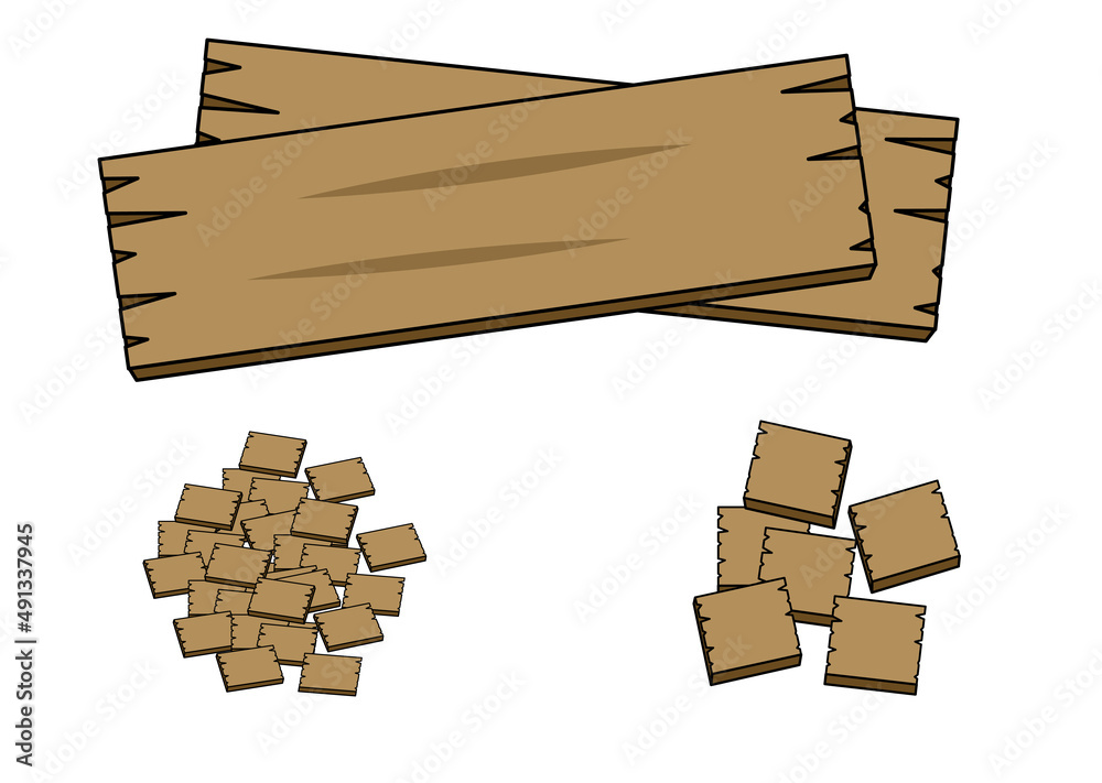 板や木材 木材チップのイラストセット 木材バイオマスやリサイクルのイメージに Stock Vector Adobe Stock