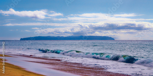 Distant view of Niihau from Kauai's Polihale beach 