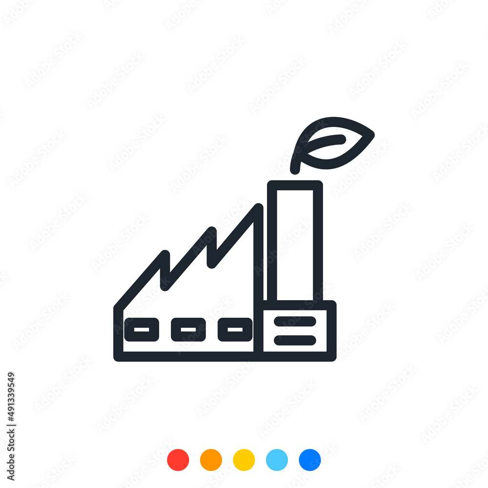 Factory icon that is environmentally friendly,Vector. Factory icon that is environmentally friendly,Vector.