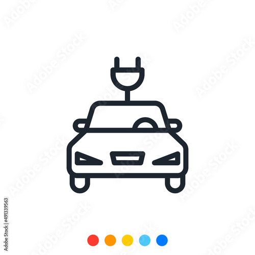 Electric car icon, Vector and Illustration.