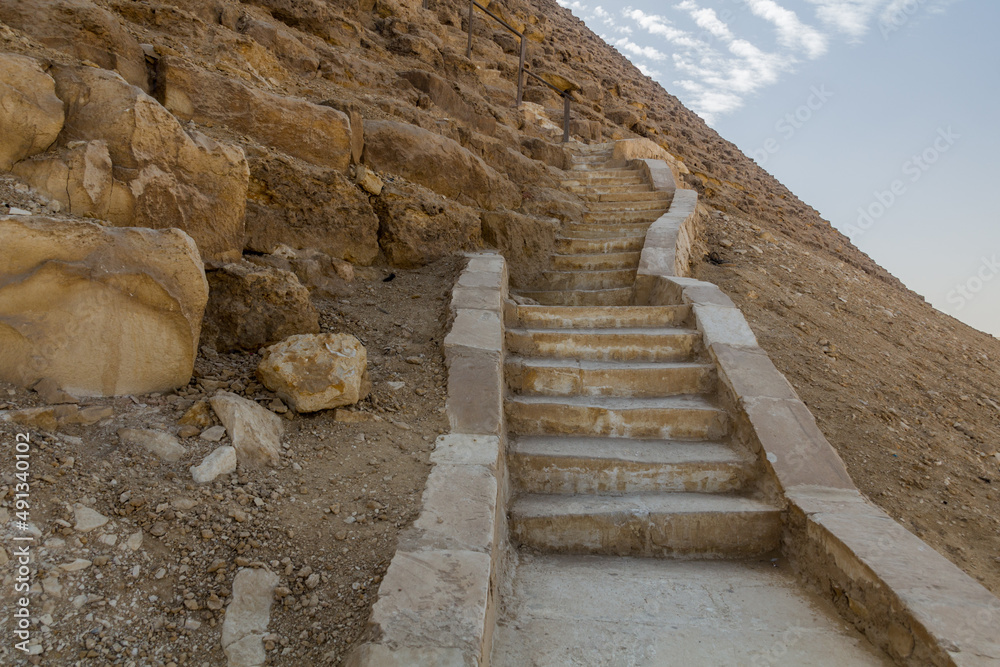 Stairs to the Red Pyramid in Dahshur, Egypt