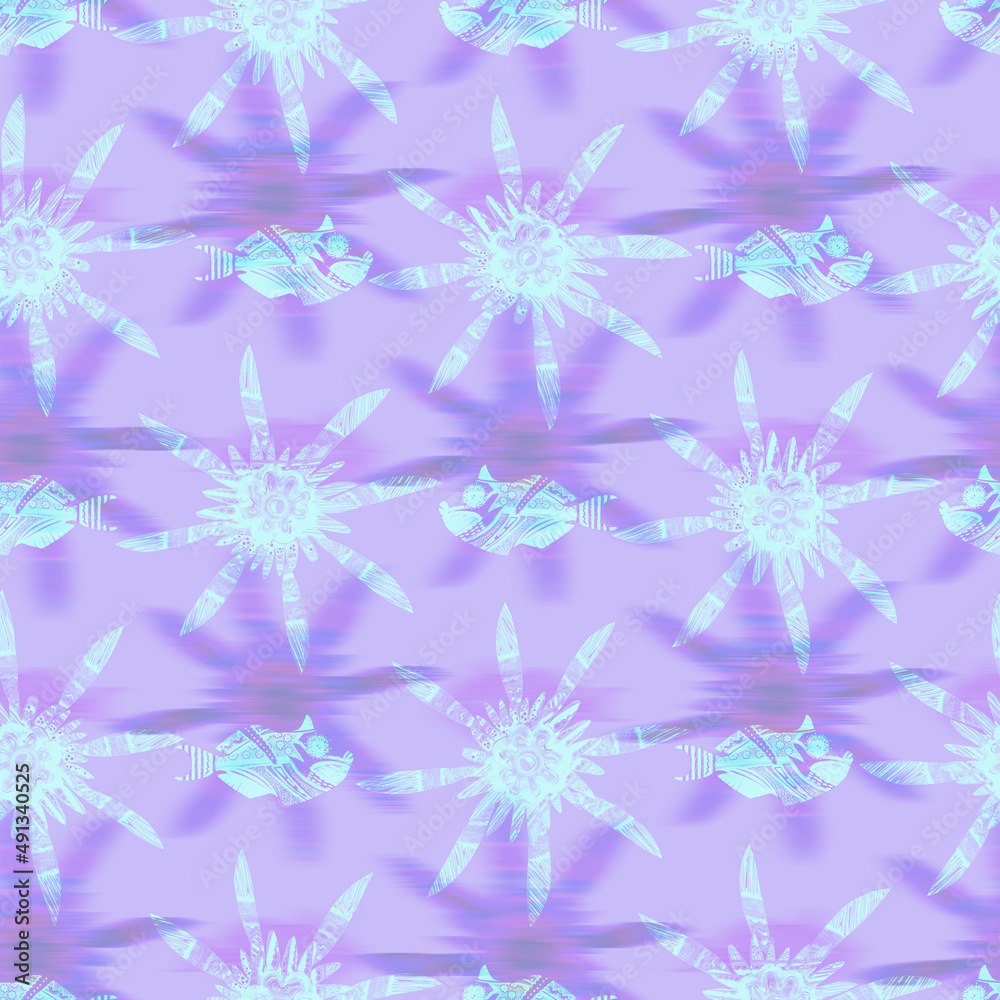 Ultraviolet iridescent fish pattern background. Modern digital lavender peri purple under the sea fishes texture. Tropical calm coastal wellness all over print. Ultraviolet iridescent fish pattern background. Modern digital lavender peri purple under the sea fishes texture. Tropical calm coastal wellness all over print.