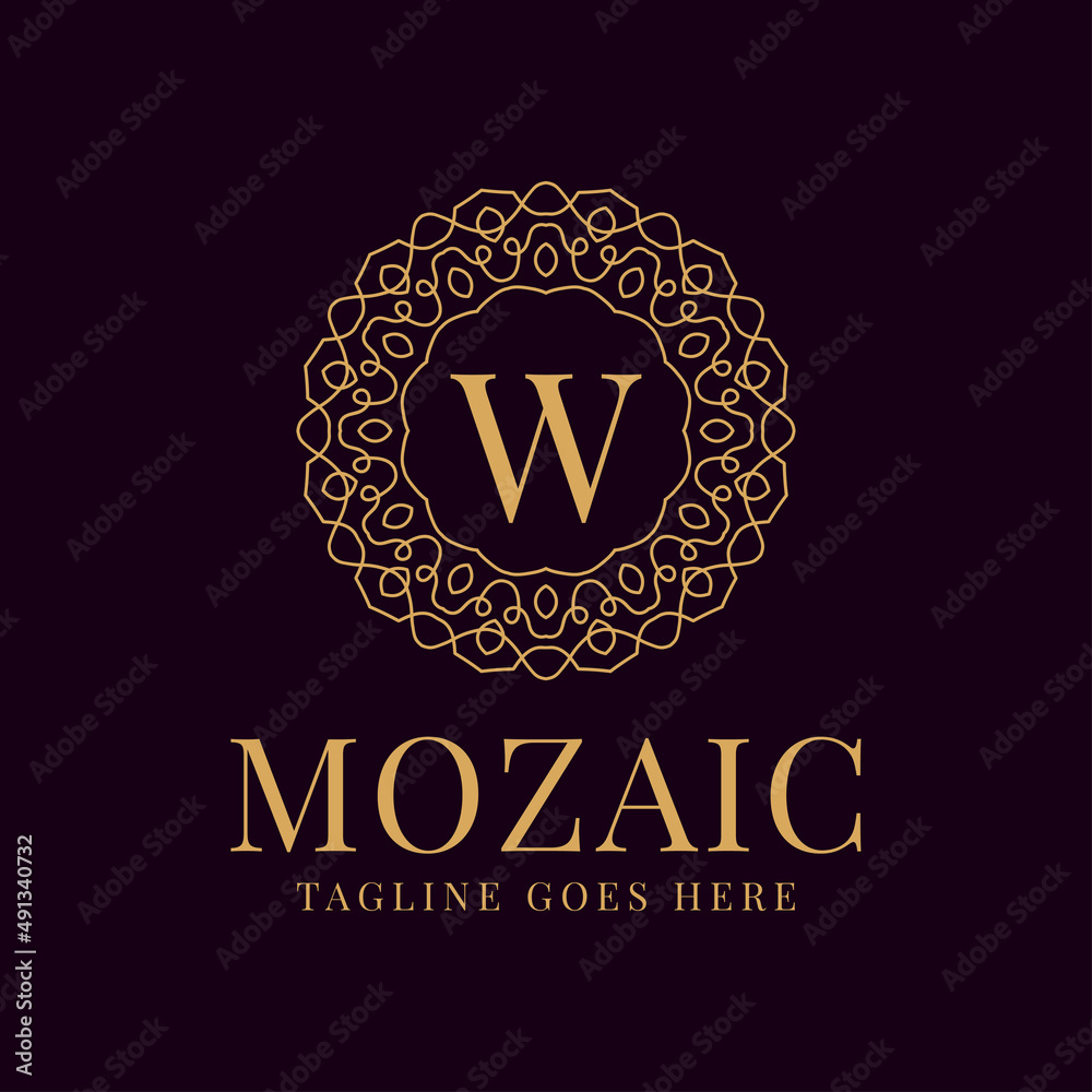 letter W luxurious circular lace elegance vector logo design