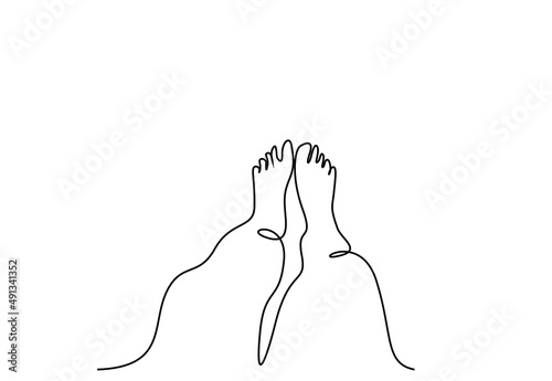 a person standing calmly relaxing with her legs extended