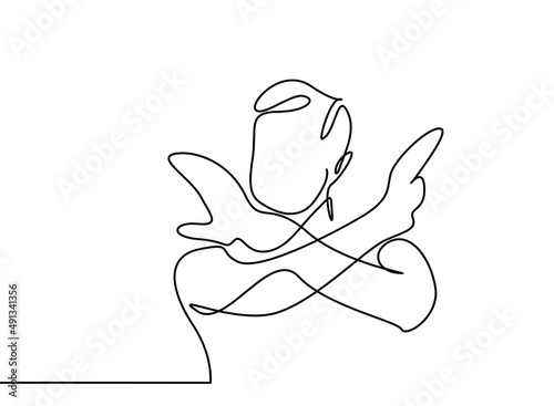 someone who makes an X with their arms and says absolutely with no sign