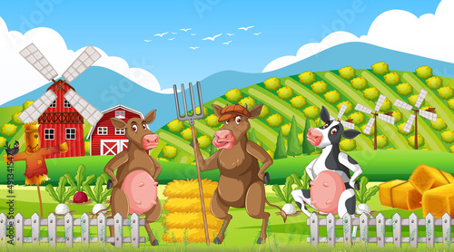 Scene with farm animal on the farm