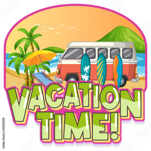 Summer travel vacation logo concept with motorhome
