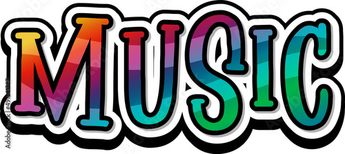 Font design for word music on white background
