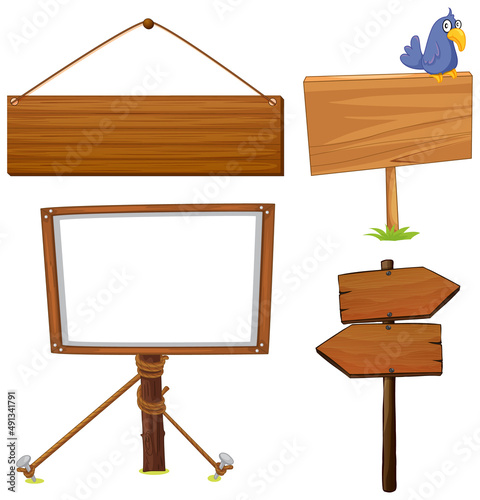 Set of wooden sign banner