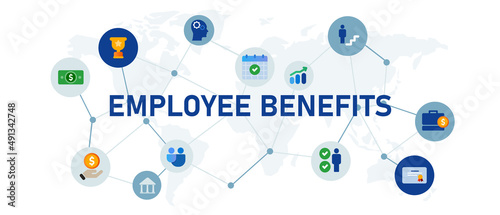 Employee benefits icon illustration of employment compensation from wages sallary photo
