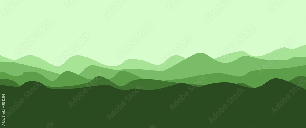 Abstract green grass field on the hill layers landscape vector ...
