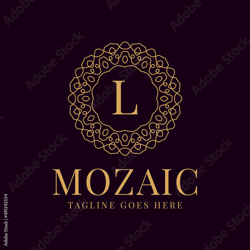 letter L luxurious circular lace elegance vector logo design