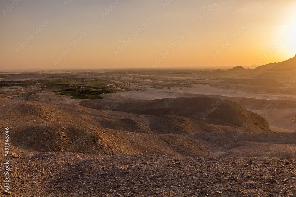 Sunset aerial view of Dakhla oasis, Egypt