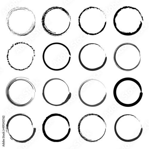 Brush circles, great design for any purposes. Watercolor brush texture. Hand drawn line. Vector illustration. stock image. 