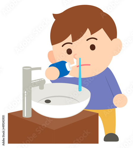 鼻うがいをする男性・主線なし