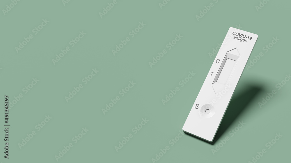 Corona virus antigen fast test. Lab card kit test for COVID-19. 3d illustration Corona virus antigen fast test. Lab card kit test for COVID-19. 3d illustration