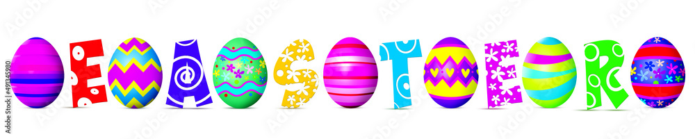 Beautiful Easter background with colorful Easter eggs. 3d illustration