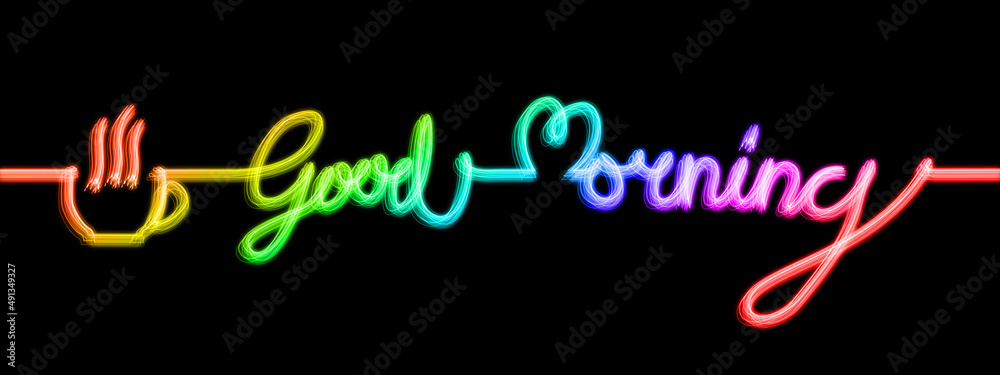 Good morning message on a black background looks like trial light text, greeting message, have a nice day, Using a sweet message to express your heartfelt greeting Good morning message on a black background looks like trial light text, greeting message, have a nice day, Using a sweet message to express your heartfelt greeting