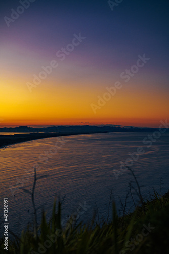 Sunset at the beach in Tauranga in New Zealand, 