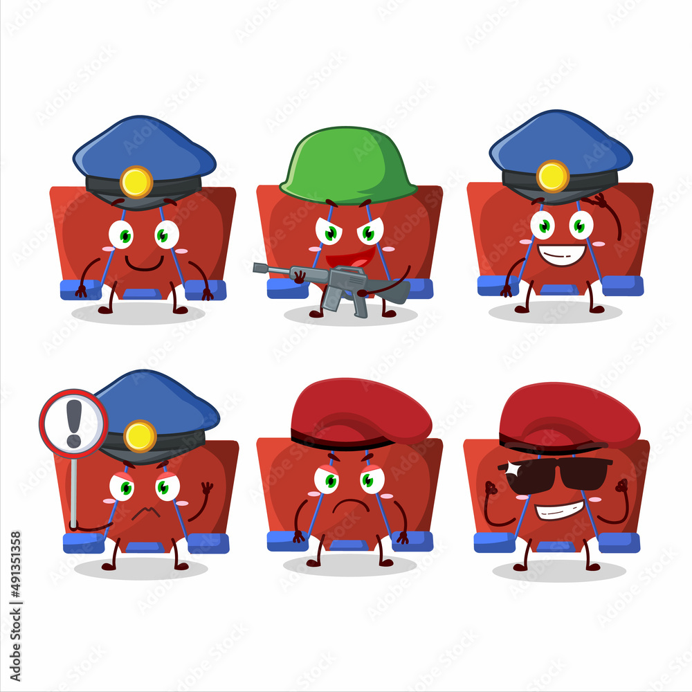 A dedicated Police officer of red binder clip mascot design style A dedicated Police officer of red binder clip mascot design style
