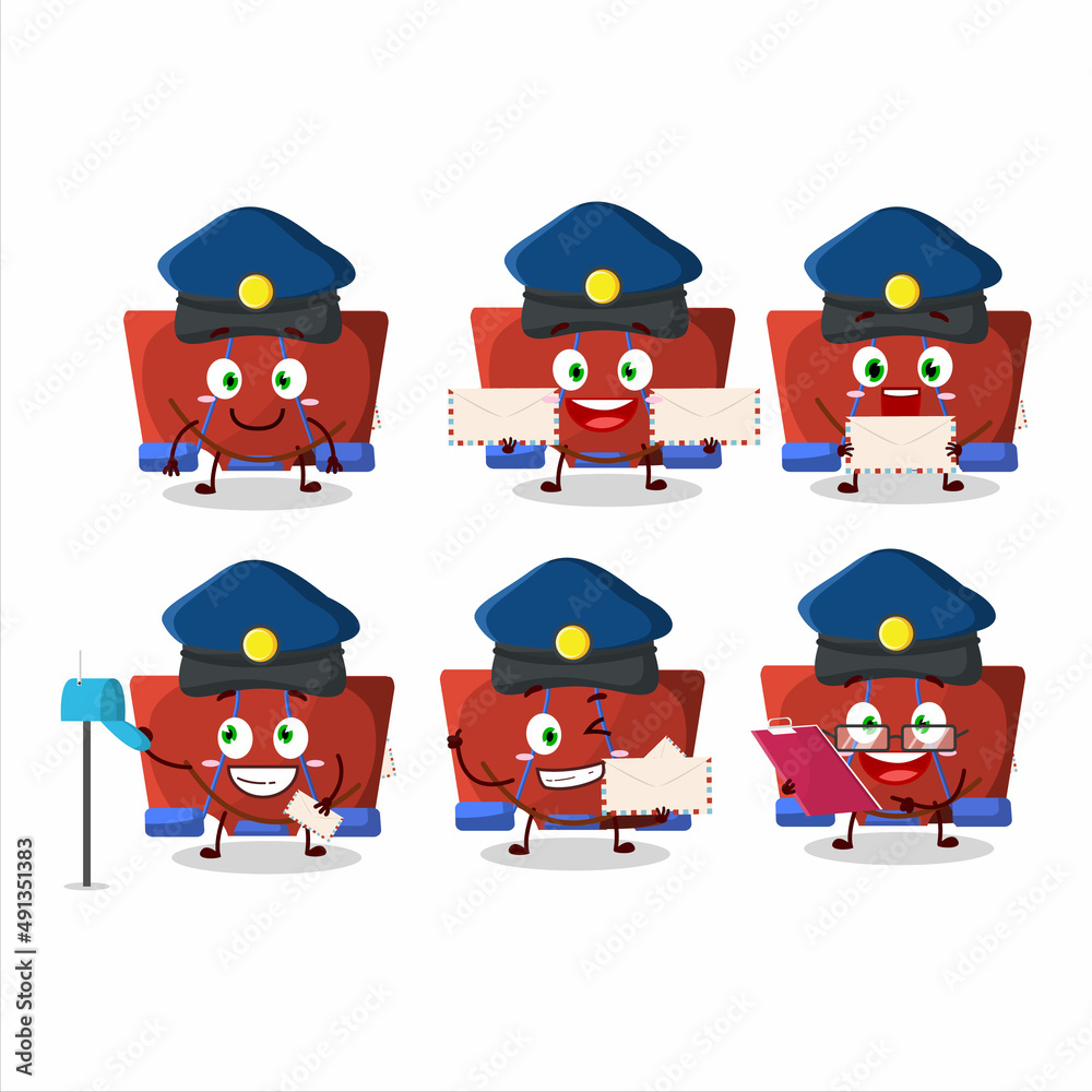 A picture of cheerful red binder clip postman cartoon design concept A picture of cheerful red binder clip postman cartoon design concept