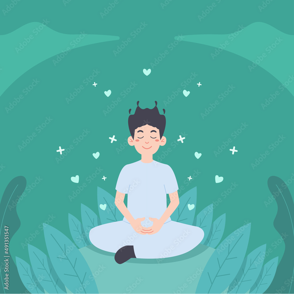 Meditation to Self Healing Concept Illustration
