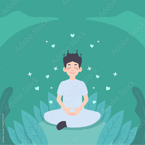 Meditation to Self Healing Concept Illustration