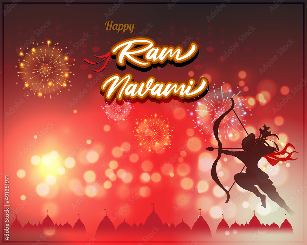 Vector illustration concept of Spring Hindu festival, Shree Ram Navami