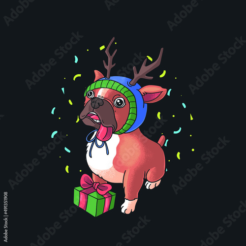 cute pug want open gift celebration lovely