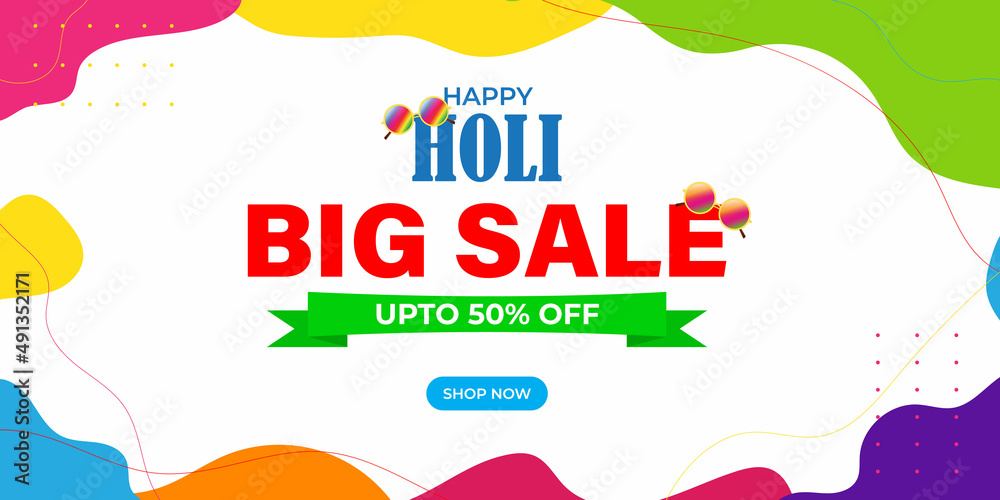 Vector illustration of Indian festival of colors Holi banner for sale