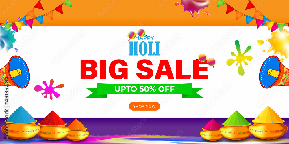 Vector illustration of Indian festival of colors Holi banner for sale