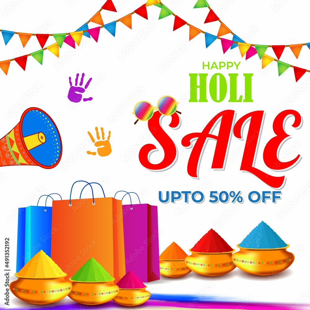 Vector illustration of Indian festival of colors Holi banner for sale