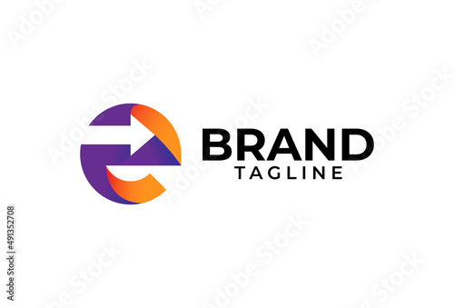 Initial E Arrow Logo. letter E with arrow inside. usable for logistic, finance and company logos, vector illustration