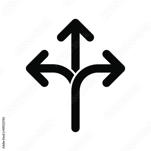 Arrow icon. three-way direction, make a choice, 3 arrows pointing in different directions, simple sign. vector illustration