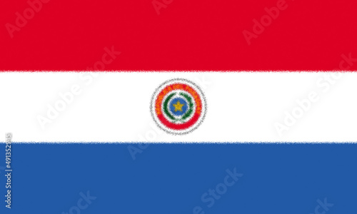 Paraguay  flag. PY national banner. Paraguay patriotism symbol. State banner of capital of  Asuncion . Nation independence PRY. Flag with splatter strokes effect. 2D Image