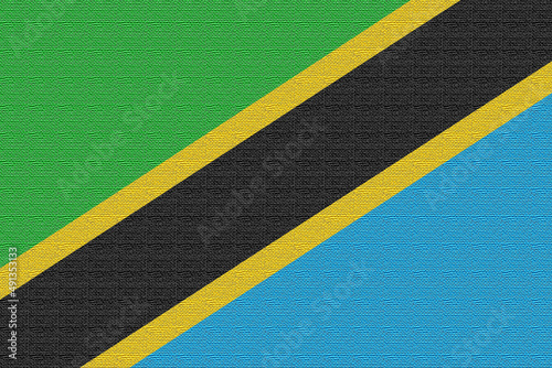 Tanzania flag. TZ national goverment logo. State banner of capital of Dodoma, Dar es Salaam . Tanzania patriotism symbol. Nation independence TZA. Flag with filter texturization. 2D Image