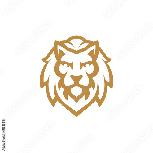 Line art outline lion logo design  lion head hair mane crest vector icon