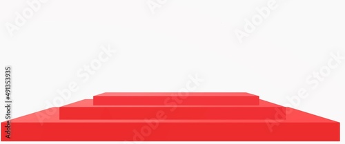 3d illustration stage step ladder red white background