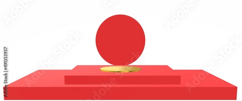 3d illustration stage step ladder red white background
