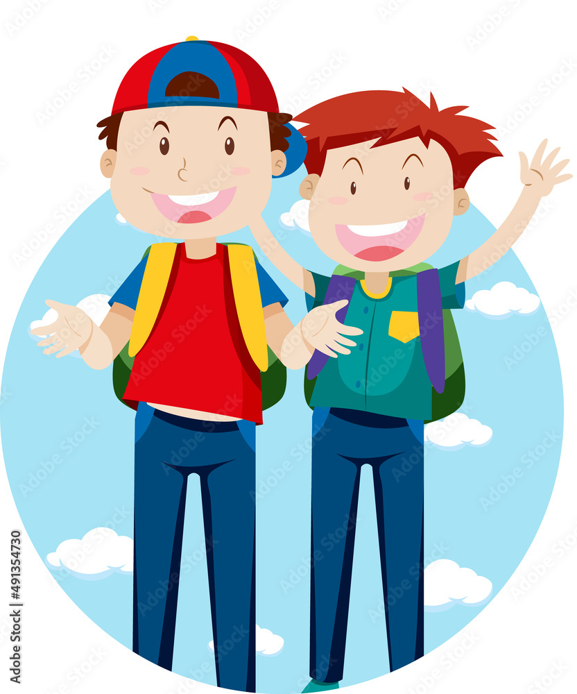 Happy Man travel holiday theme with backpack Happy Man travel holiday theme with backpack