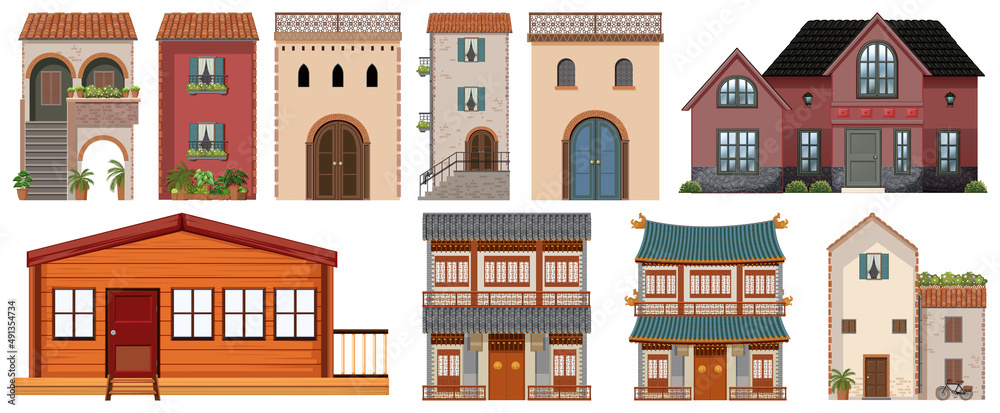 Different designs of buildings