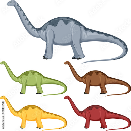 фотографія A set of apatosaurus dinosaurs on white background