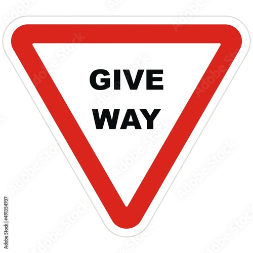 Traffic sign right of way, Give way! Vector illustration. Eps 10 vector file.