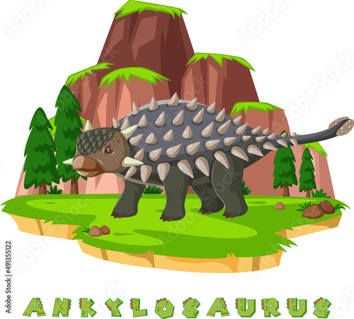 Dinosaur wordcard for ankylosaurus