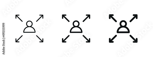 profile user avatar icon with maximize four arrows 
