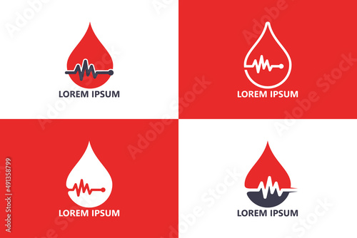 Set of pulse blood logo template design vector